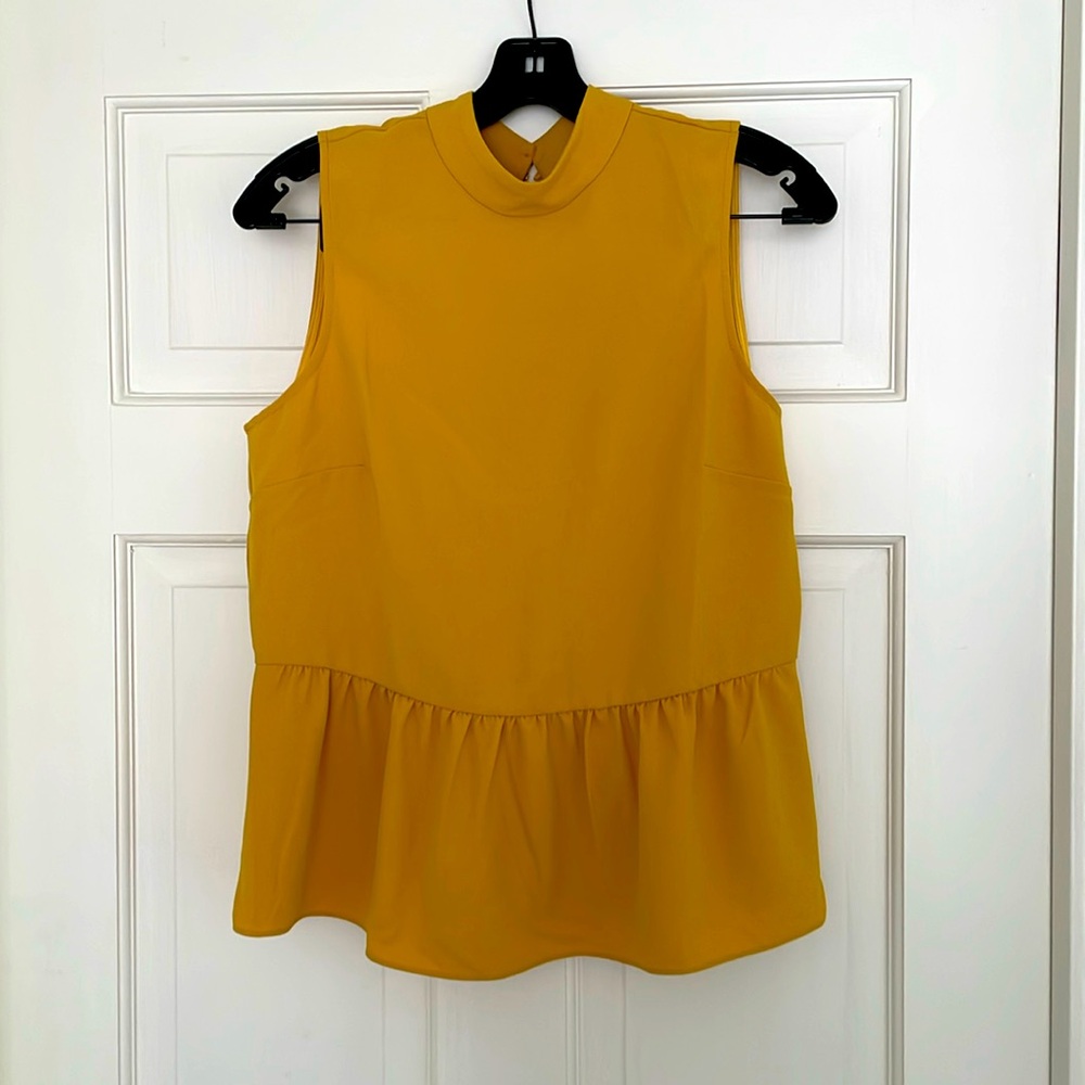 NWT J. Crew Yellow Peplum Crepe Top Tank size Small